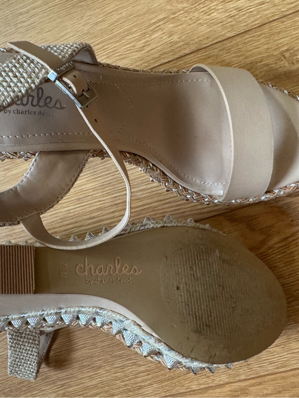 Charles by Charles David Beige Espadrille Wedge Sandals - Picture 5 of 5